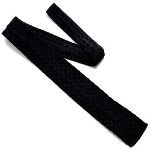 1950s  Black Silk Knit Square Bottom Skinny Tie
